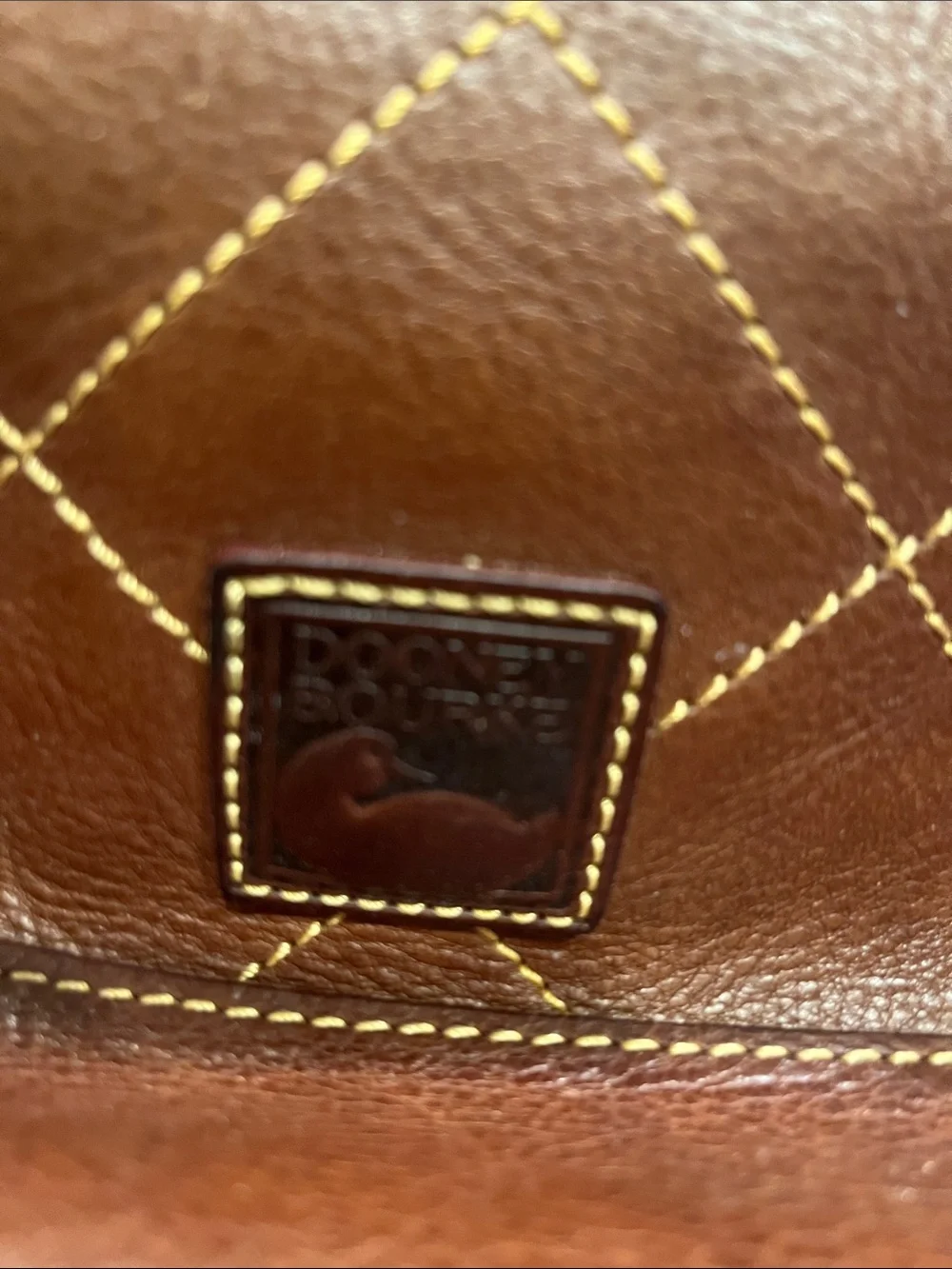Dooney & Bourke Brown Quilted Leather Satchel with Gold Heart Hardware
